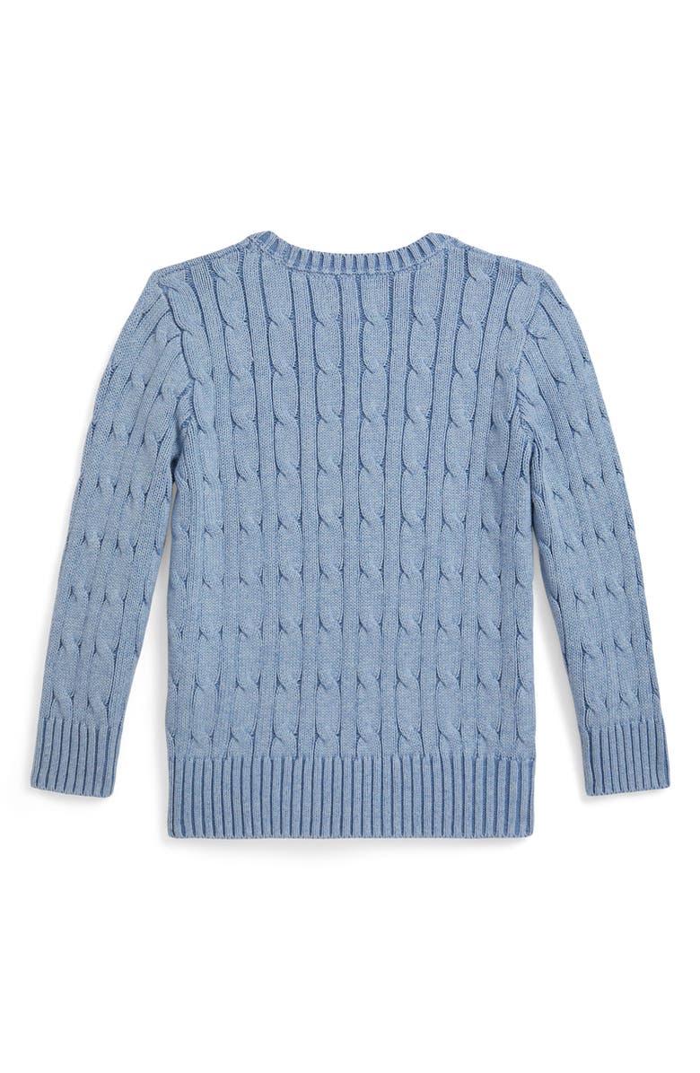 Polo Ralph Lauren Kids' Cable Stitch Sweater, Alternate, color, Blue Heather