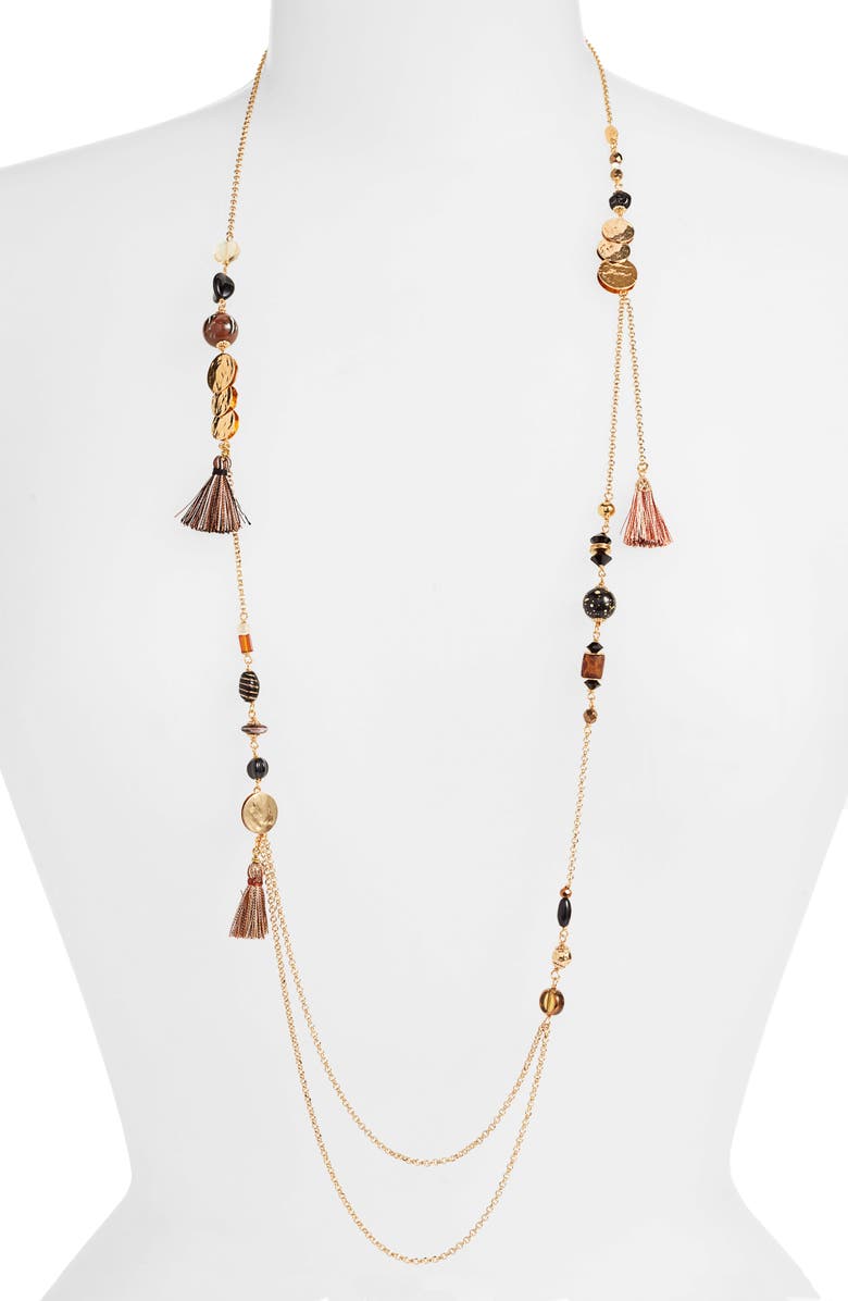 Gas Bijoux Platine Long Necklace, Main, color,