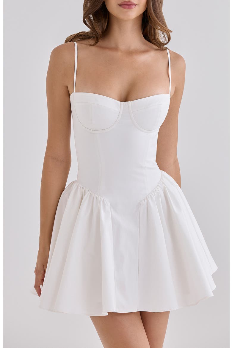 Samaria Corset Fit & Flare Dress, Alternate, color, WHITE