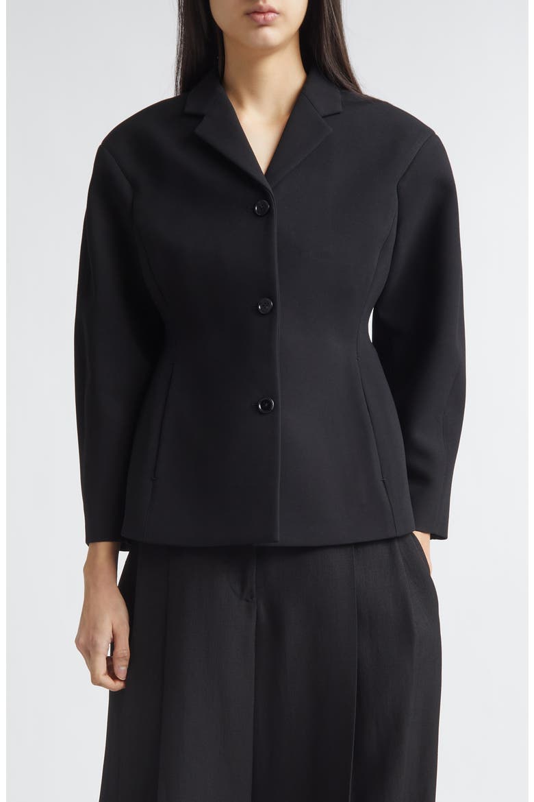 Sculpted Crepe Jacket, Main, color, BLACK