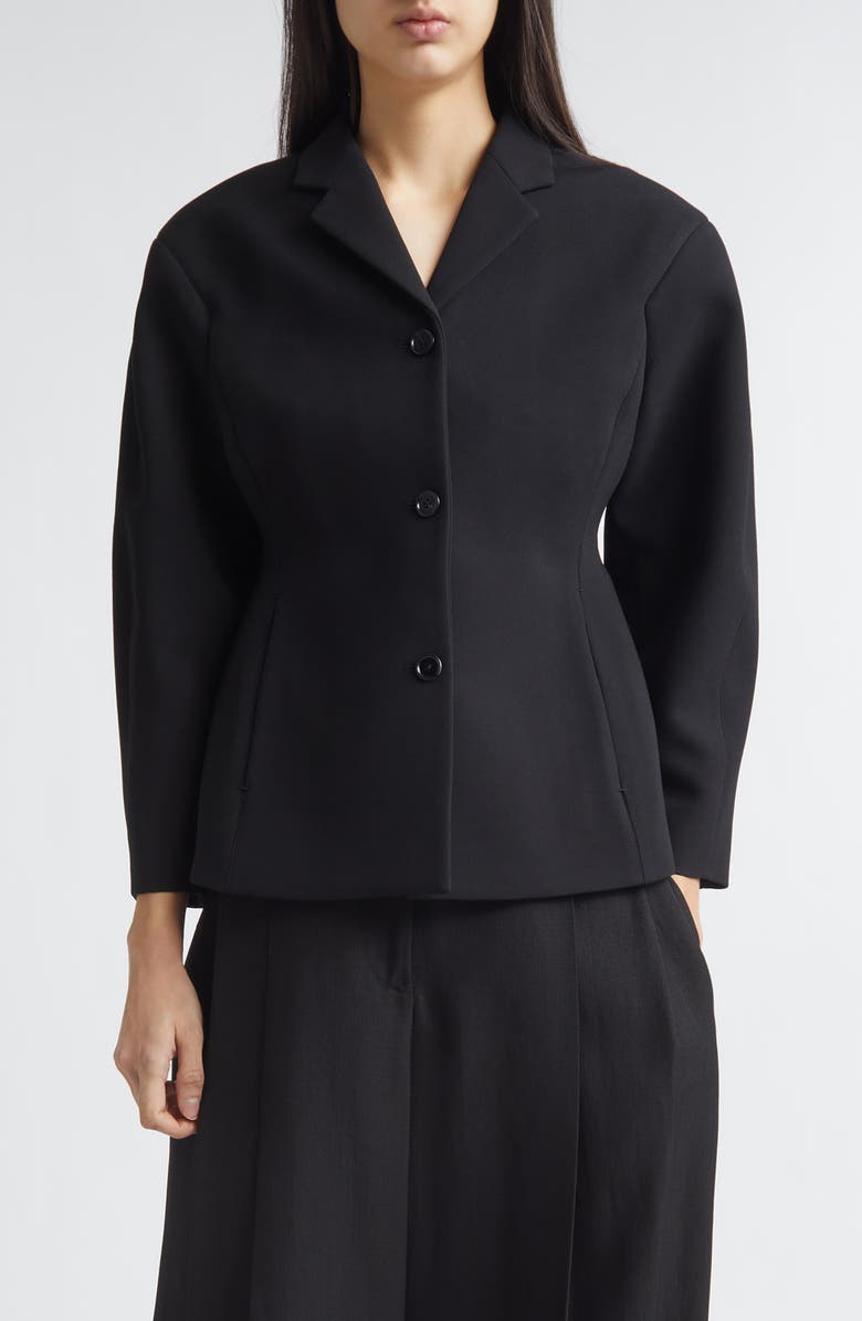 Jil Sander Sculpted Crepe Jacket, Main, color, Black