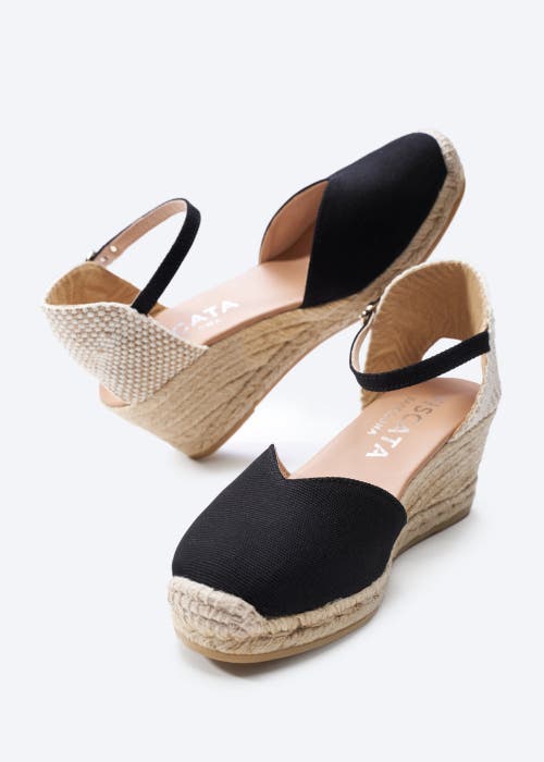 Viscata Reus Canvas Espadrille Wedges In Black