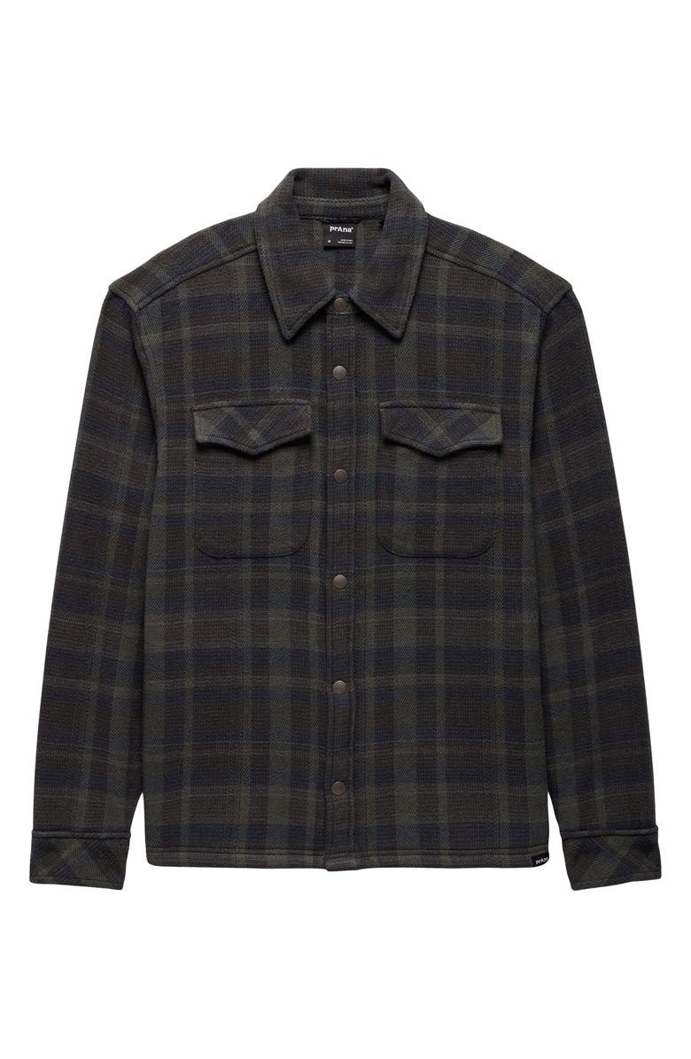 prAna Happy Camp Flannel Snap-Up Shirt Jacket, Alternate, color, Thyme