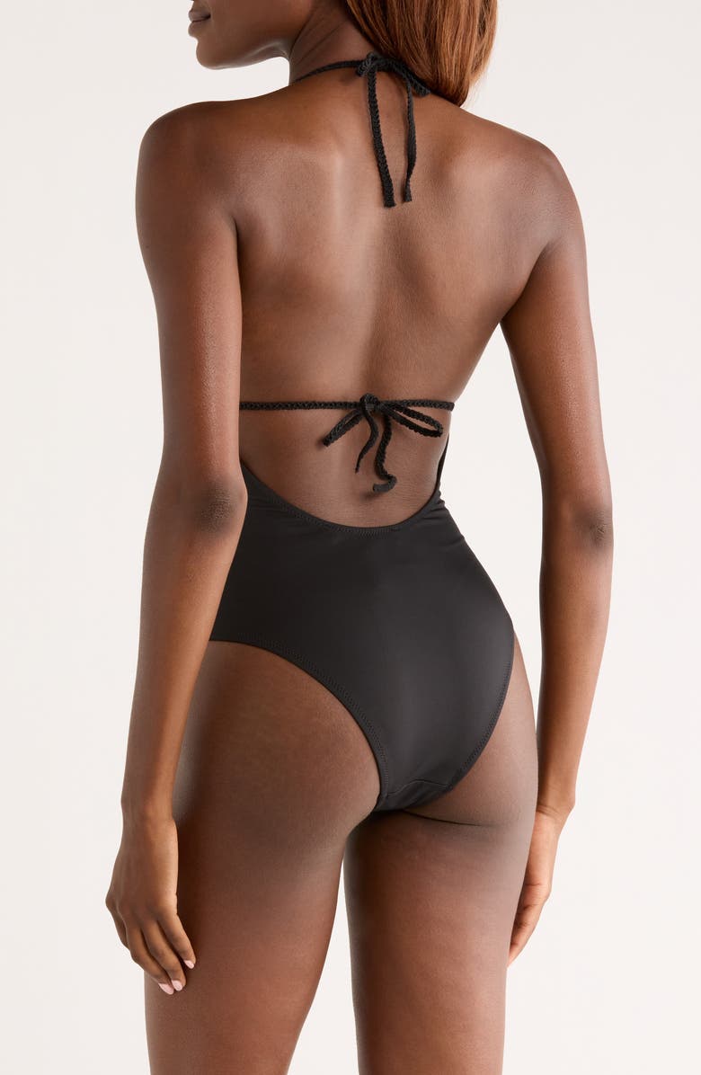 MANGO Mixed Media One-Piece Swimsuit, Alternate, color, 