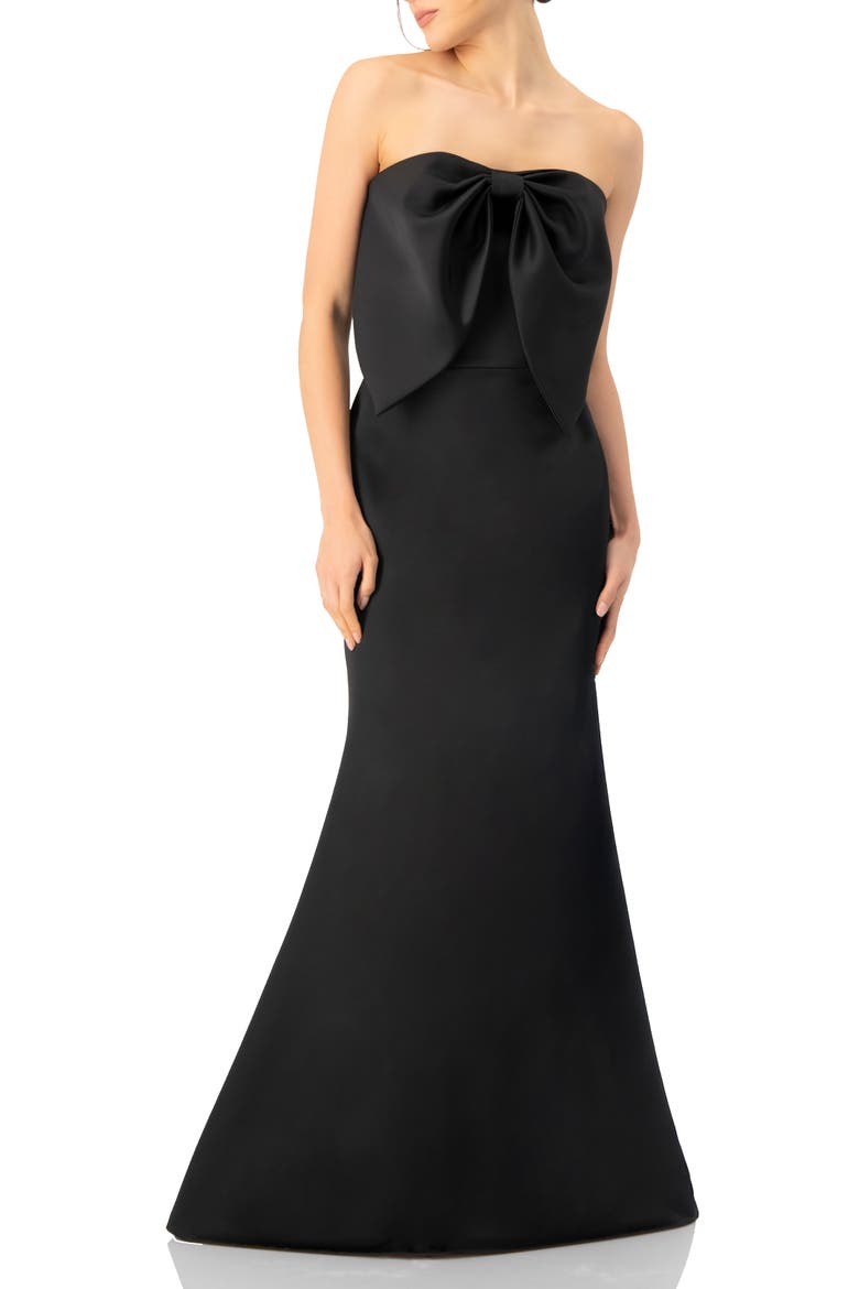 Strapless Mermaid Gown with Bow, Main, color, Black