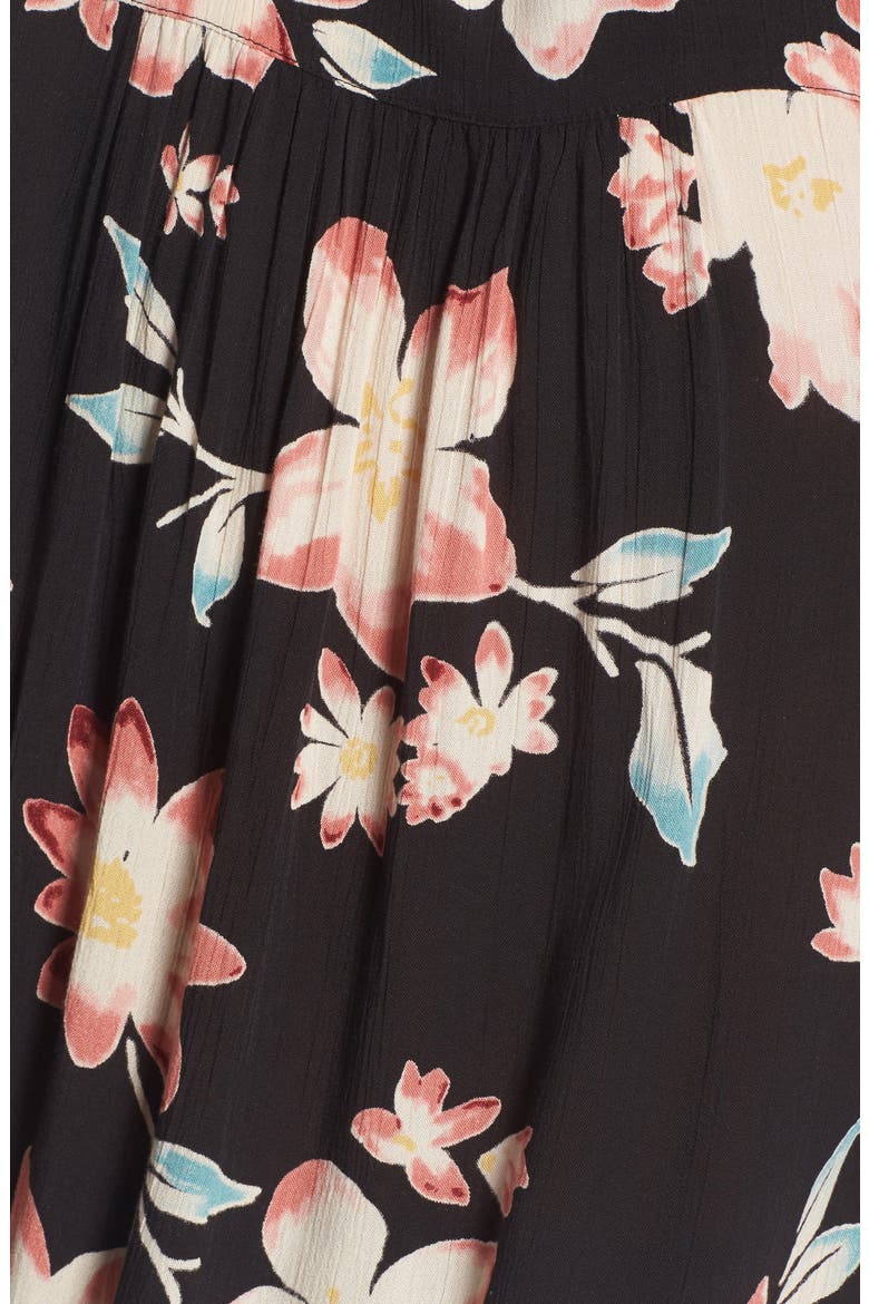 Birds on High Tie Neck Blouse, Alternate, color, OFF BLACK