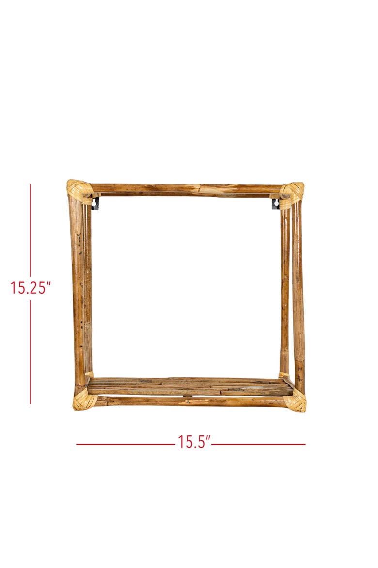 Square Wall Shelf Natural Cane, Alternate, color, Brown