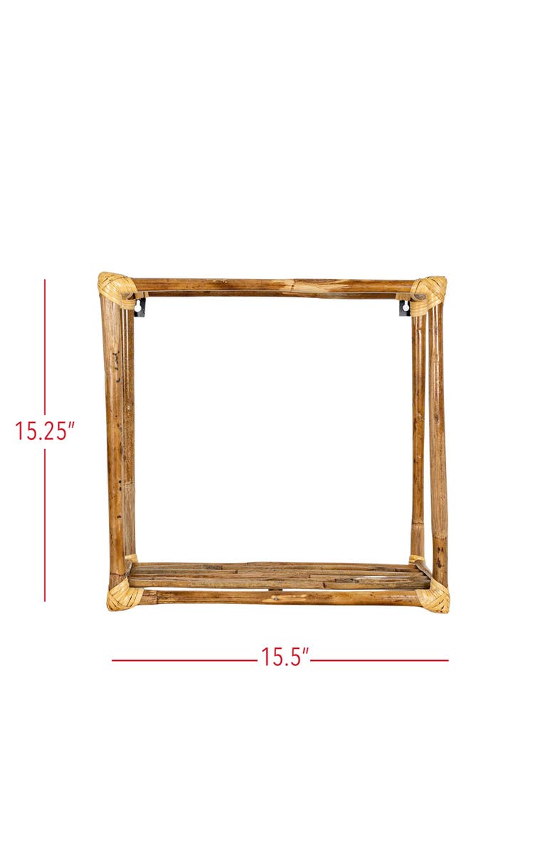 Foreside Home and Garden Square Wall Shelf Natural Cane, Alternate, color, Brown