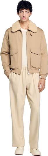 Shearling collar aviator jacket