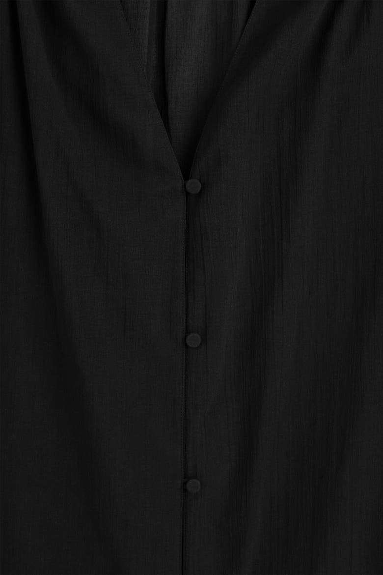 Gathered Lightweight Cotton Midi Dress, Alternate, color, BLACK