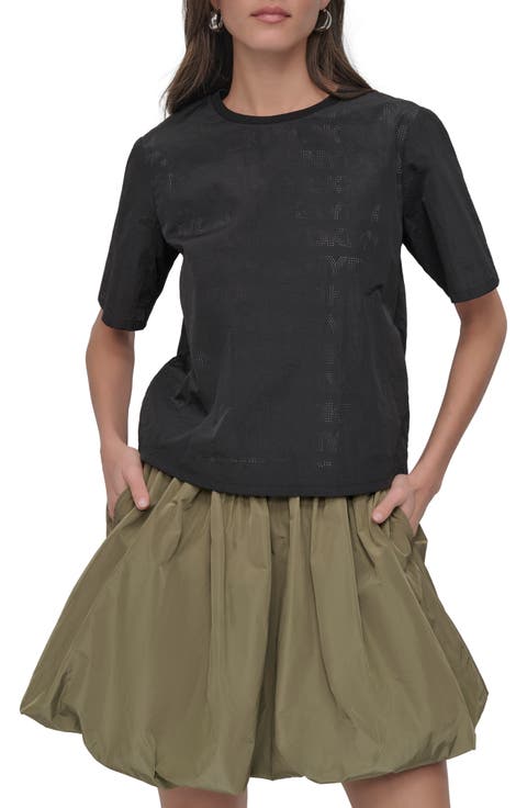 Peforated Logo Boxy Nylon T-Shirt