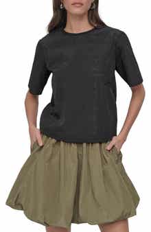 DKNY Peforated Logo Boxy Nylon T-Shirt