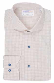 Textured Small Windowpane Trim Fit Dress Shirt