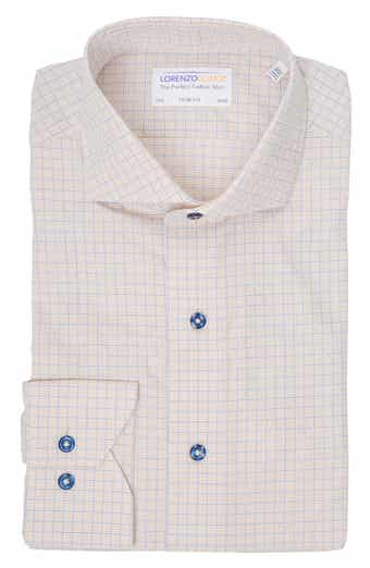 Textured Small Windowpane Trim Fit Dress Shirt