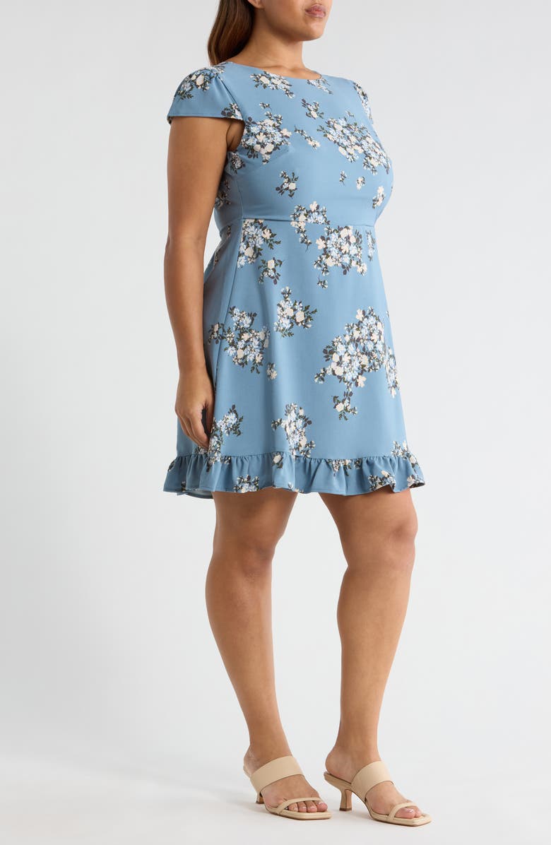 SUGARLIPS Moxie Floral Ruffle Minidress, Alternate, color, Blue-Multi