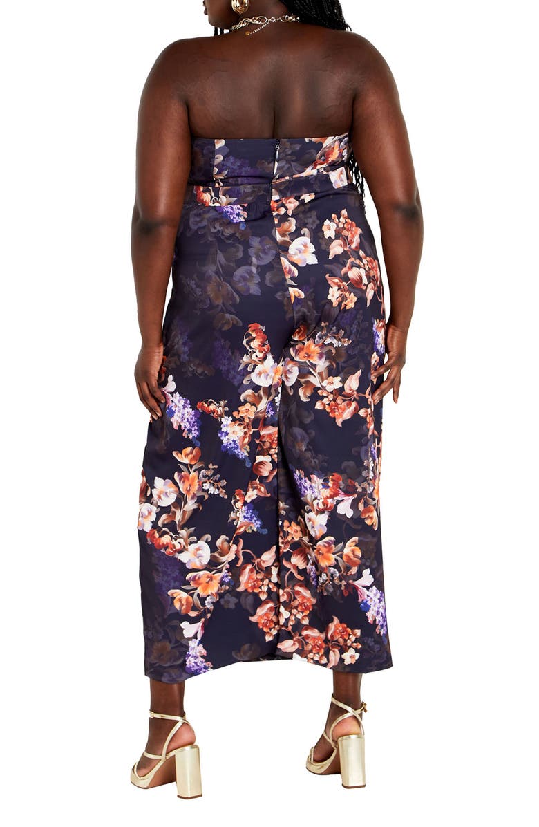 City Chic Fiona Floral Print Jumpsuit, Alternate, color, Navy Print