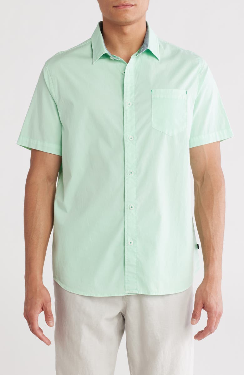 Union Clearwater Short Sleeve Stretch Cotton Button-Up Shirt, Main, color, Hazy
