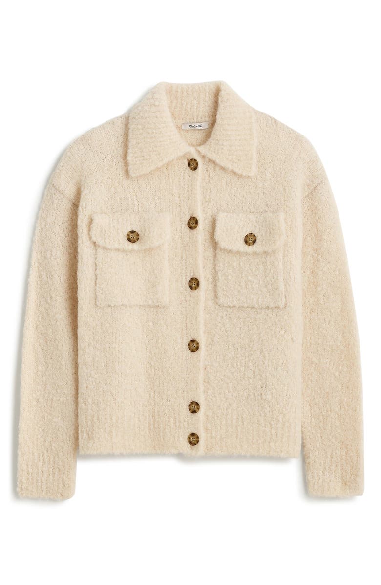 Madewell Bouclé Knit Wool & Alpaca Sweater Jacket, Alternate, color, Alabaster