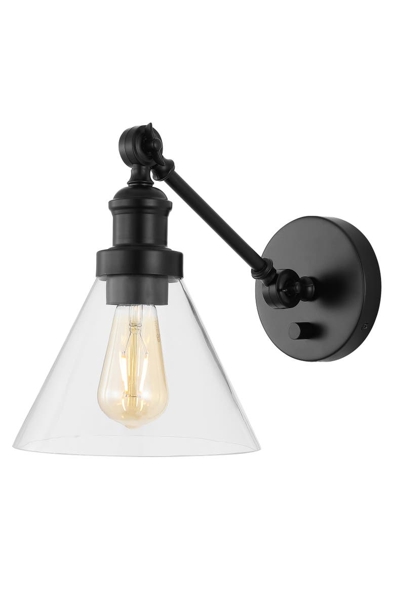 JONATHAN Y Cowie Iron/Glass Adjustable LED Wall Sconce, Main, color, 
