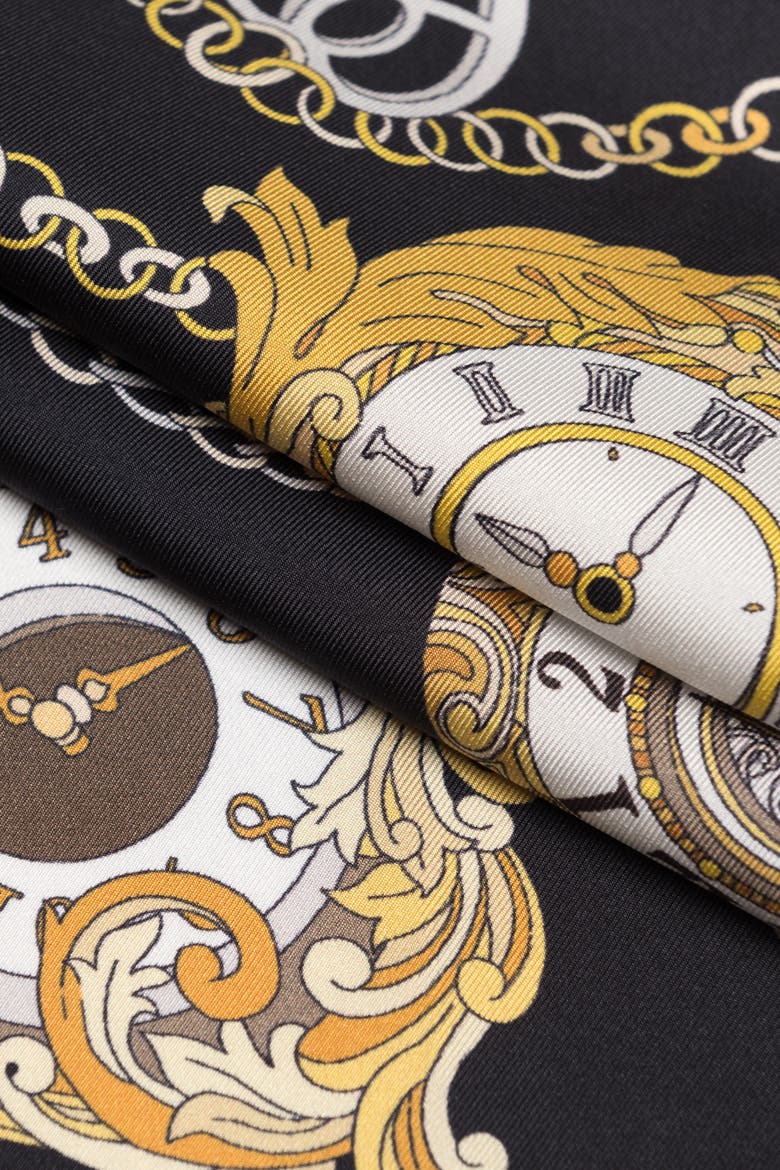 Like Clockwork - Silk Pocket Square for Men, Alternate, color, Black