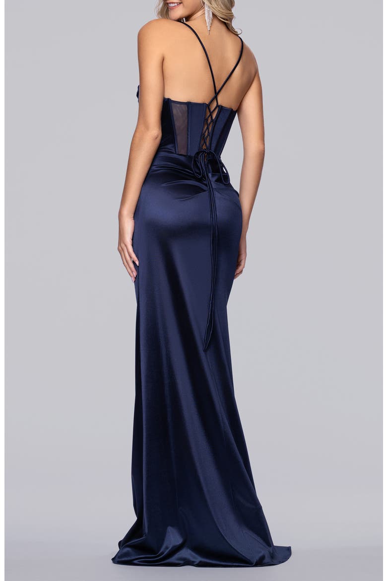 Satin Column Gown, Alternate, color, NAVY