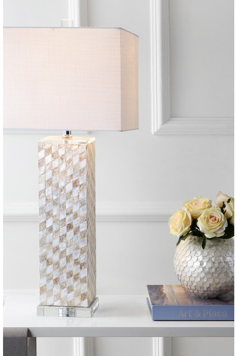 Daniel 30.5" Seashell/Crystal LED Table Lamp, Cream, Alternate, color, Cream