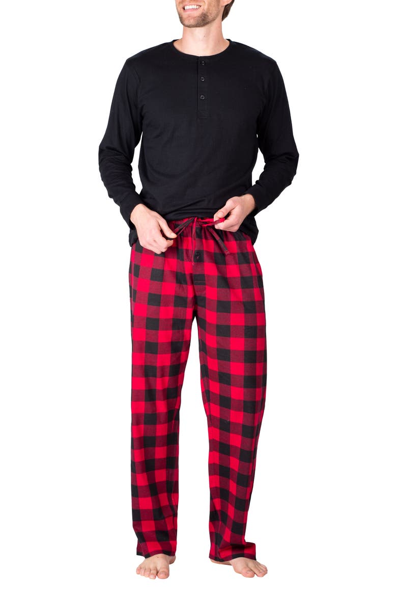 Knit Pajamas, Main, color, BLACK WITH BUFFALO CHECK