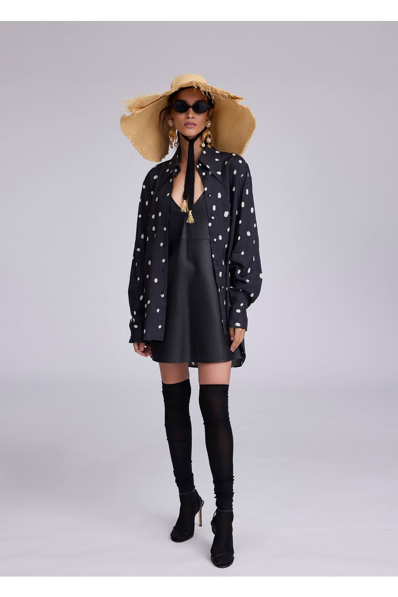 Kate Button Up, Main, color, Black with White Dot