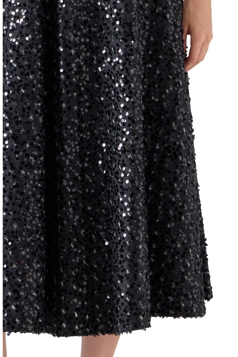 Starry Sky Sequin Denim Midi Skirt, Alternate, color, BLACK DENIM