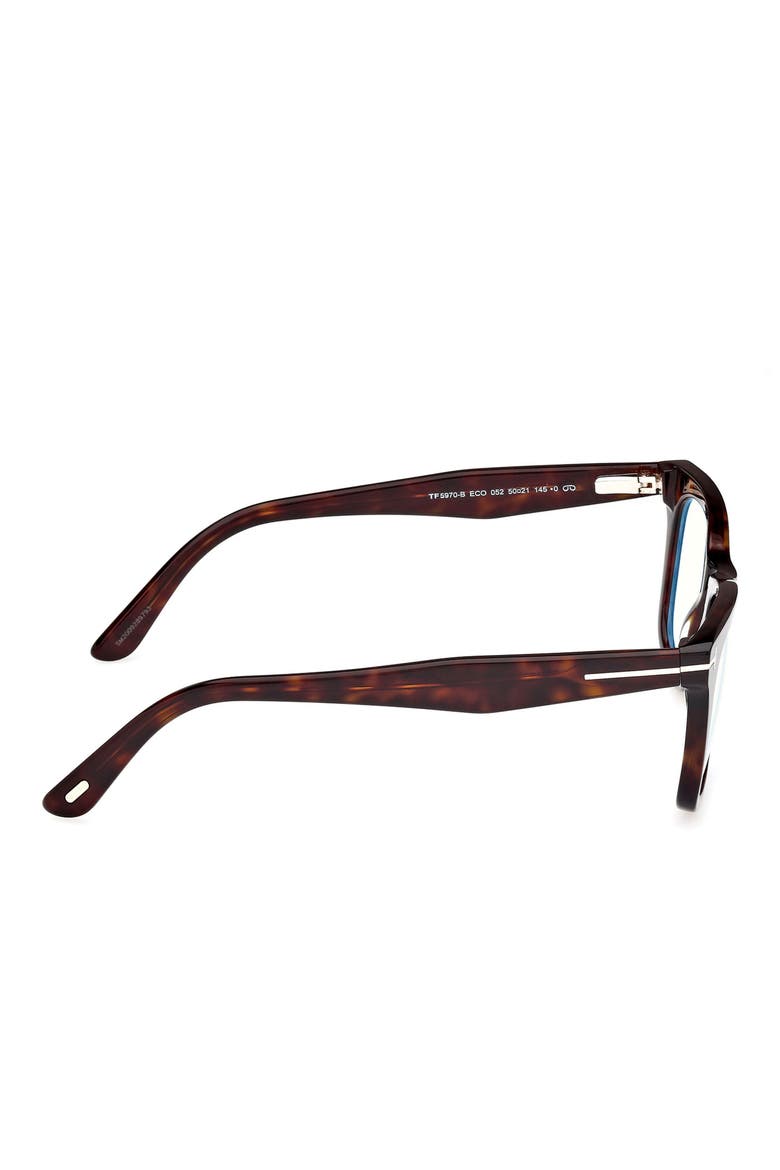 50mm Square Blue Light Blocking Optical Glasses, Alternate, color, HAVANA ECO / T LOGO