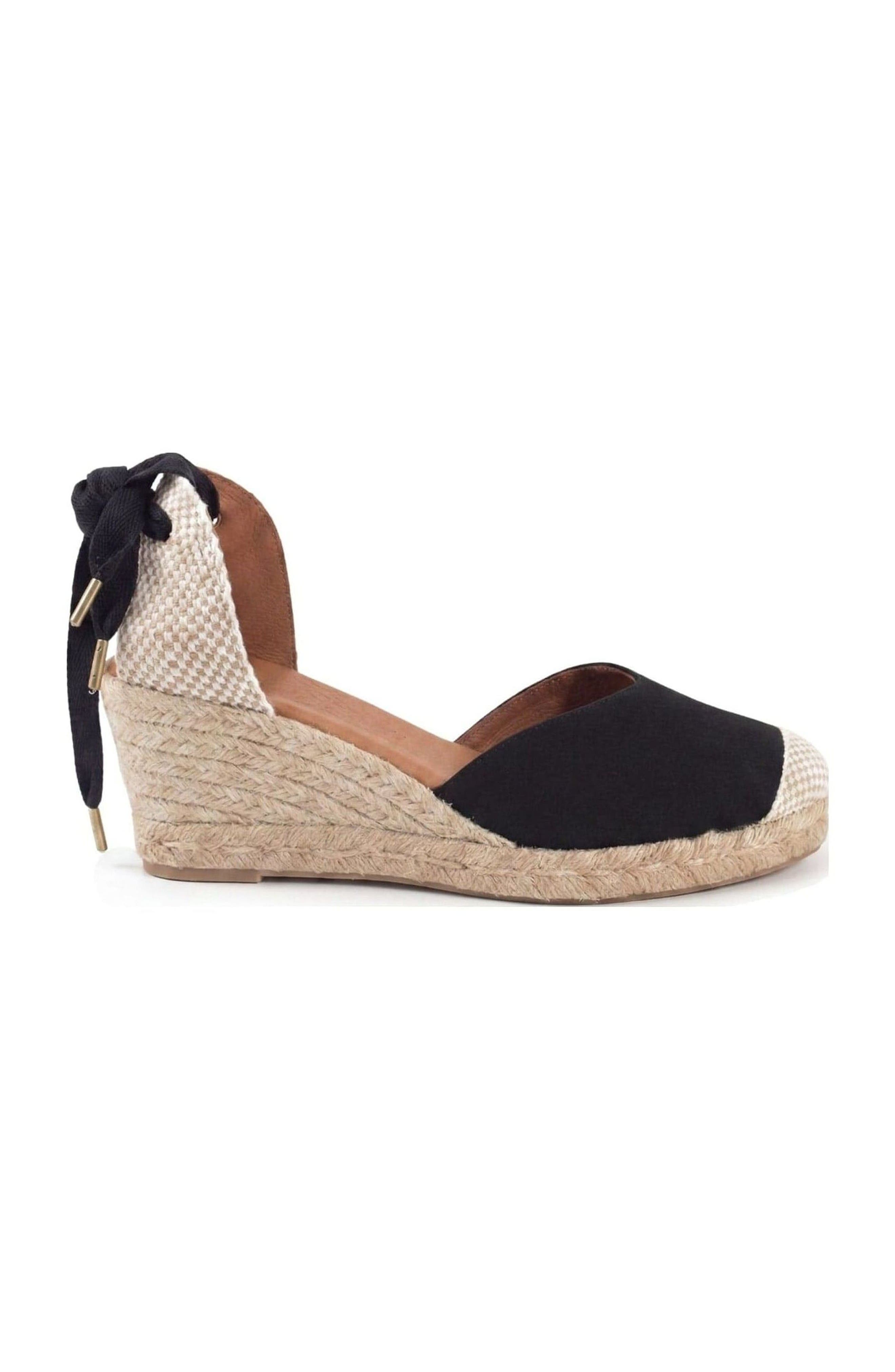 Jimena Mid Laces Espadrille Sandal, Alternate, color, Black
