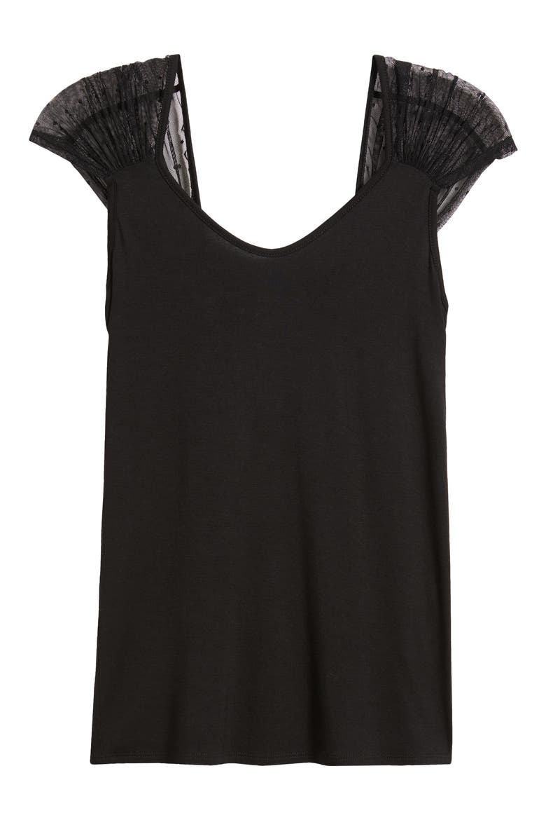 Mesh Dot Top, Alternate, color, BLACK