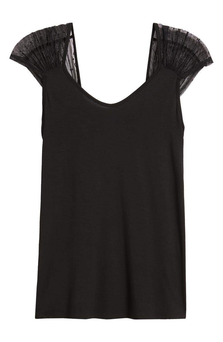 Loveappella Mesh Dot Top, Alternate, color, Black