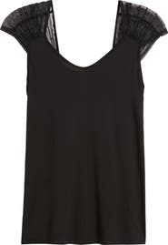 Loveappella Mesh Dot Top