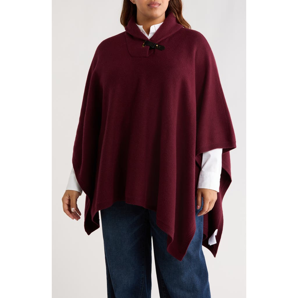Ralph Lauren Lauren Buckle Collar Sweater Poncho In Burgundy