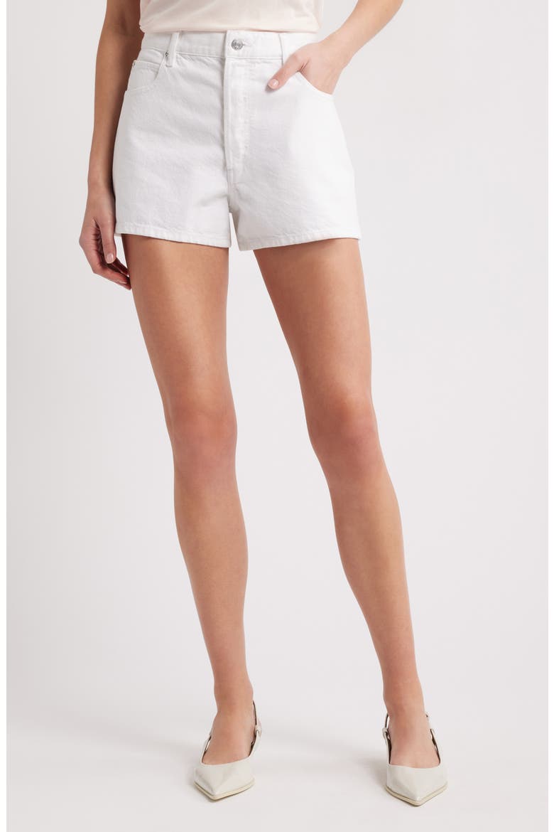 The Hang High Waist Denim Shorts, Main, color, WHITE