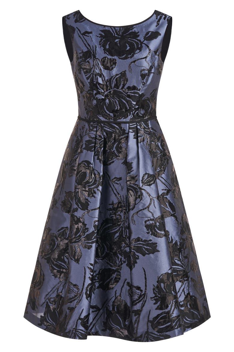 Jackie Floral Jacquard Sleeveless Midi Dress, Alternate, color, CORNFLOWER