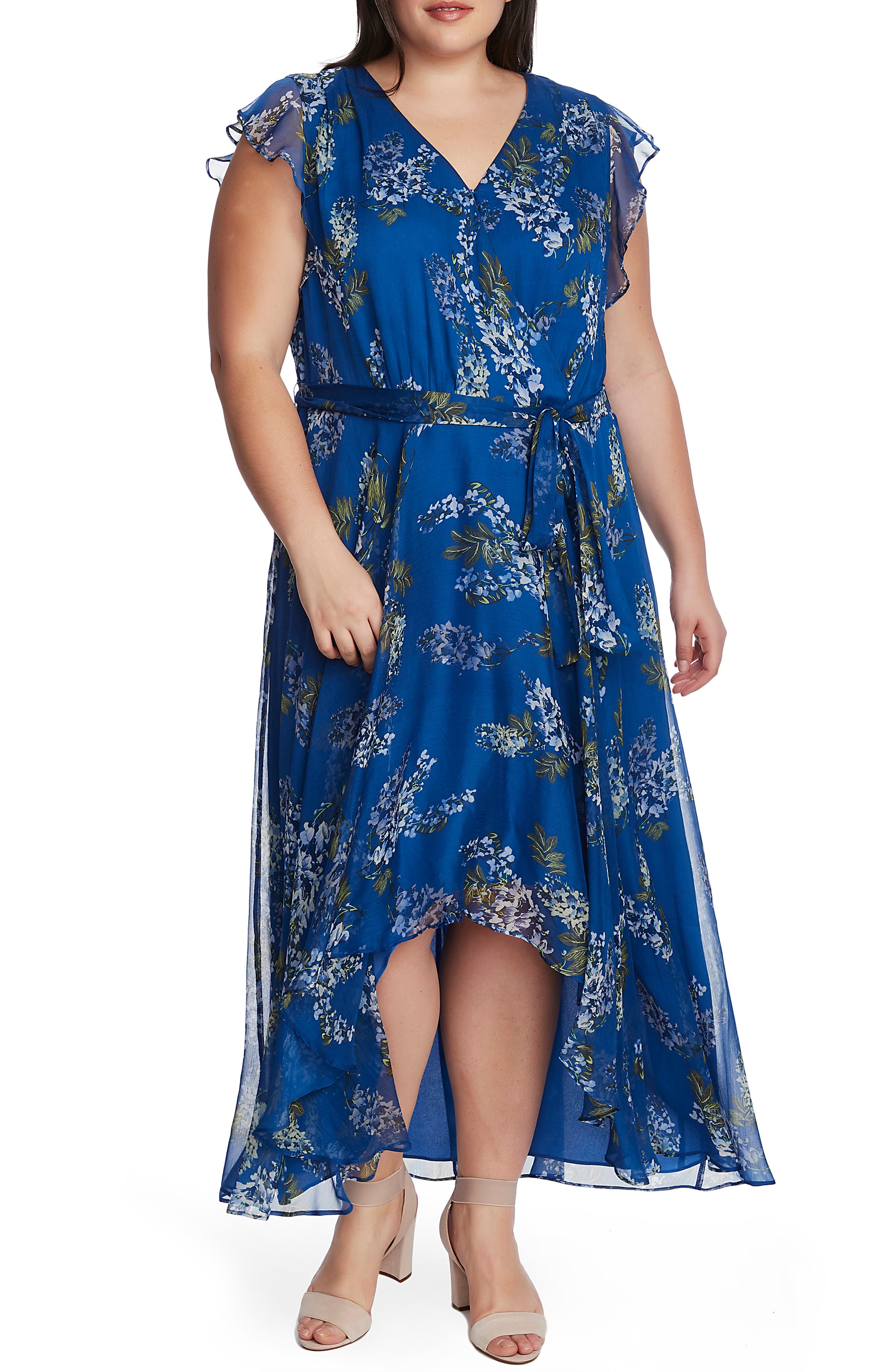 Vince Camuto Weeping Willows Floral Ruffle Dress (Women) | Nordstromrack