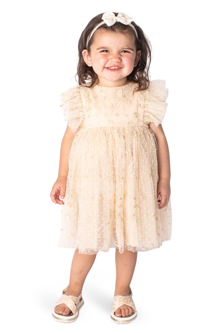 Floral Embroidered Ruffle Babydoll Dress, Alternate, color, IVORY
