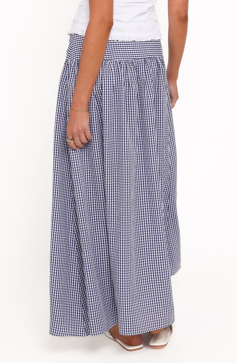 Petal & Pup Laurita Gingham Maxi Skirt, Alternate, color, Navy Gingham