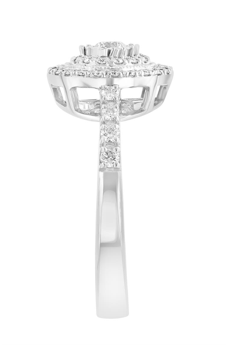 Petite Halo Diamond Ring in 14K White Gold, Alternate, color, Hematite and FW Blush Pearl