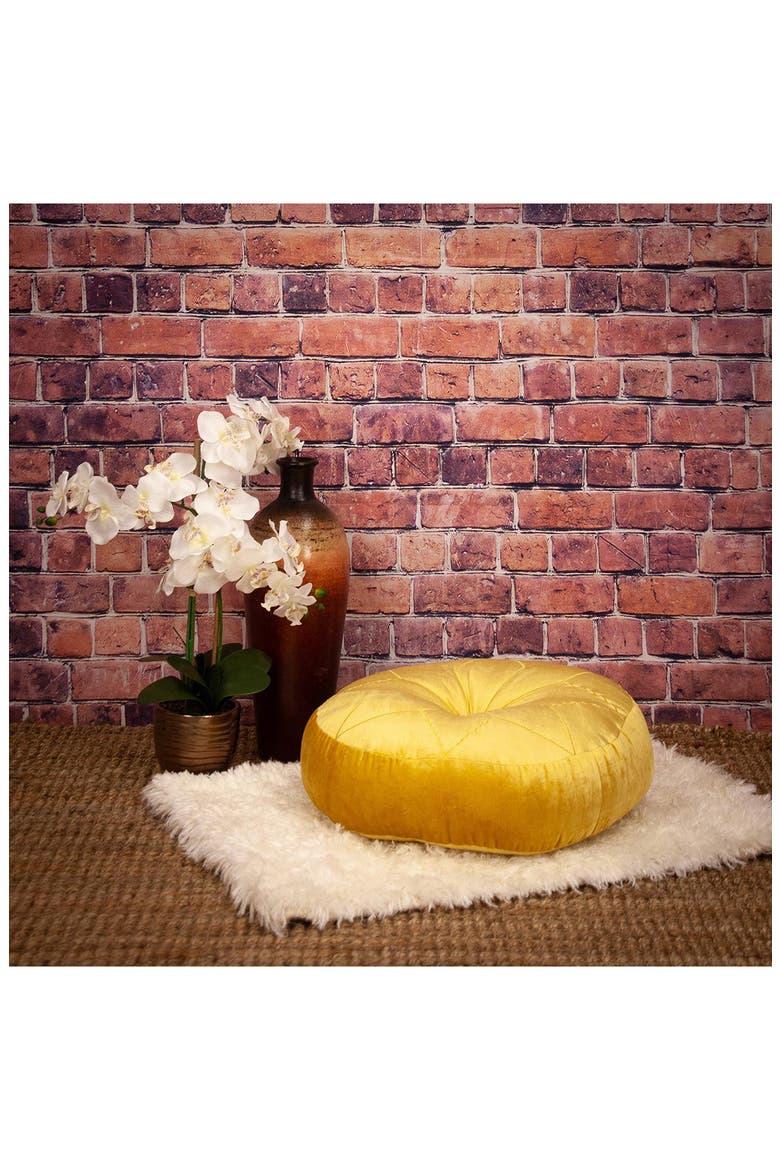 Dorte Transitional Bright Yellow Floor Pillow, Alternate, color, BRIGHT YELLOW