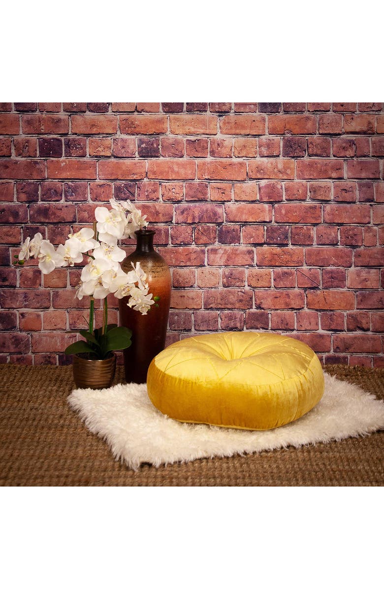 PARKLAND COLLECTION Dorte Transitional Bright Yellow Floor Pillow, Alternate, color, 