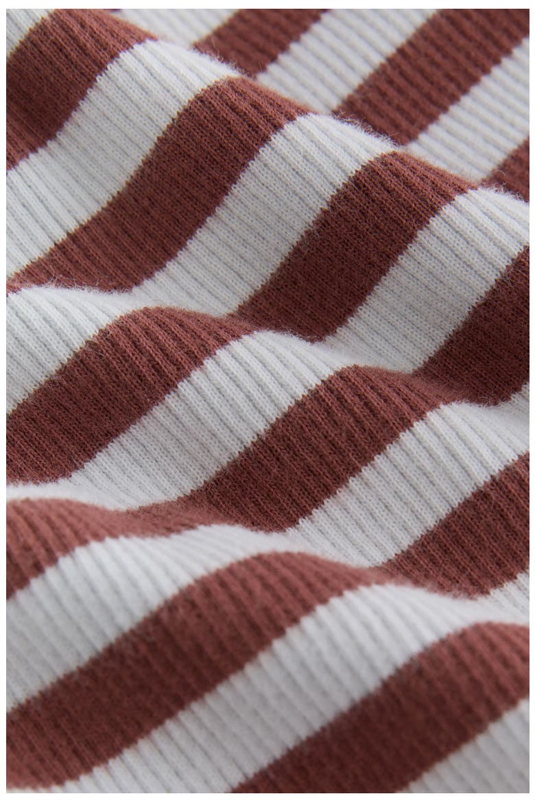 Kids' Stripe Rib Stretch Cotton Jersey Dress, Alternate, color, BROWN