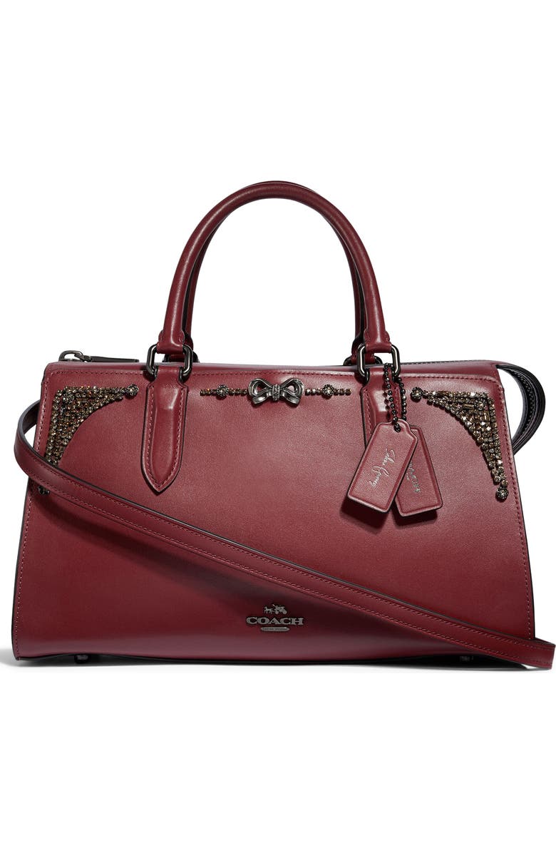 COACH x Selena Gomez Selena Bond Embellished Leather Satchel, Main, color,