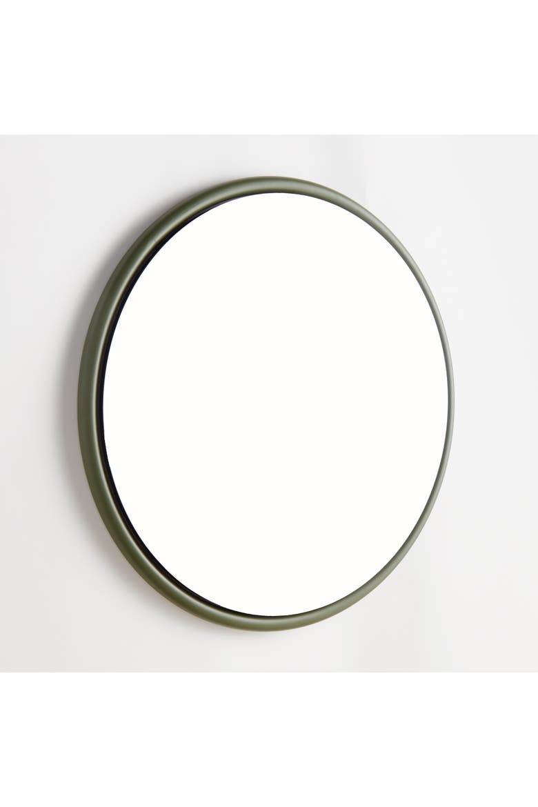Ryland Mirror Small - Olive Green Round Iron Frame - Beveled, Alternate, color, Green