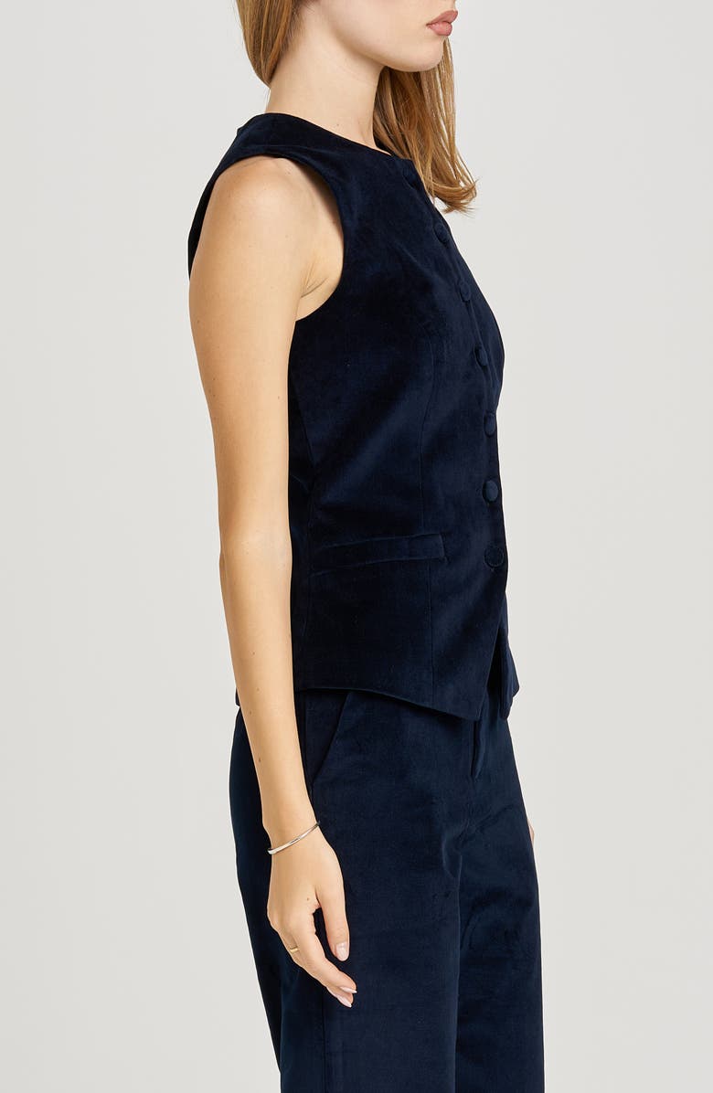 WAYF x Sara Walker Lee Velveteen Vest, Alternate, color, Navy