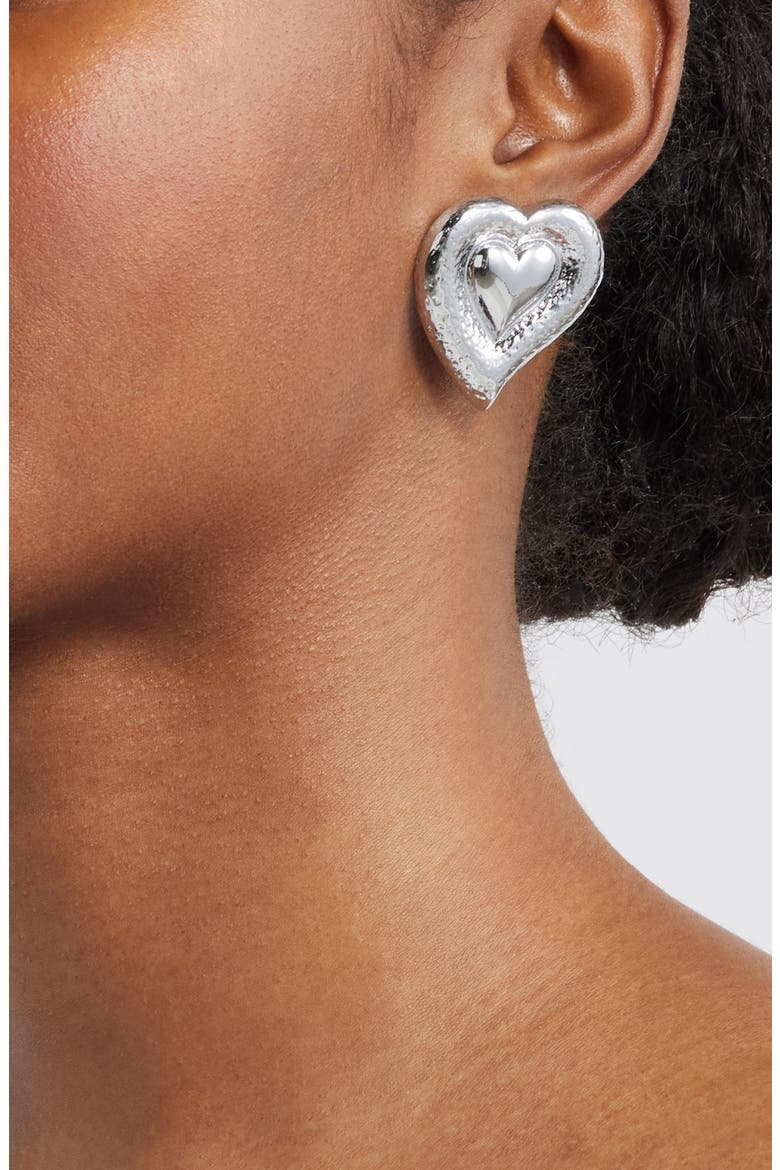 Praque Heart Shaped Earrings, Alternate, color, SILVER