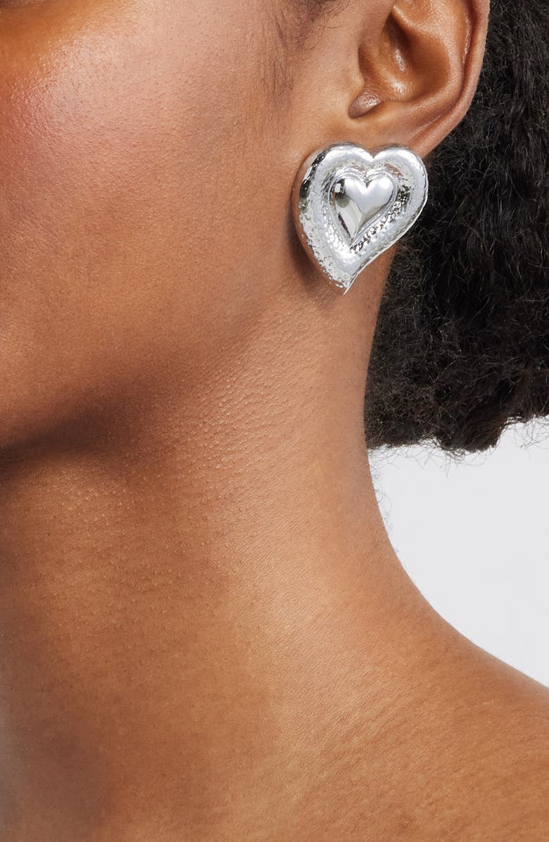 FRASIER STERLING Praque Heart Shaped Earrings, Alternate, color, Silver