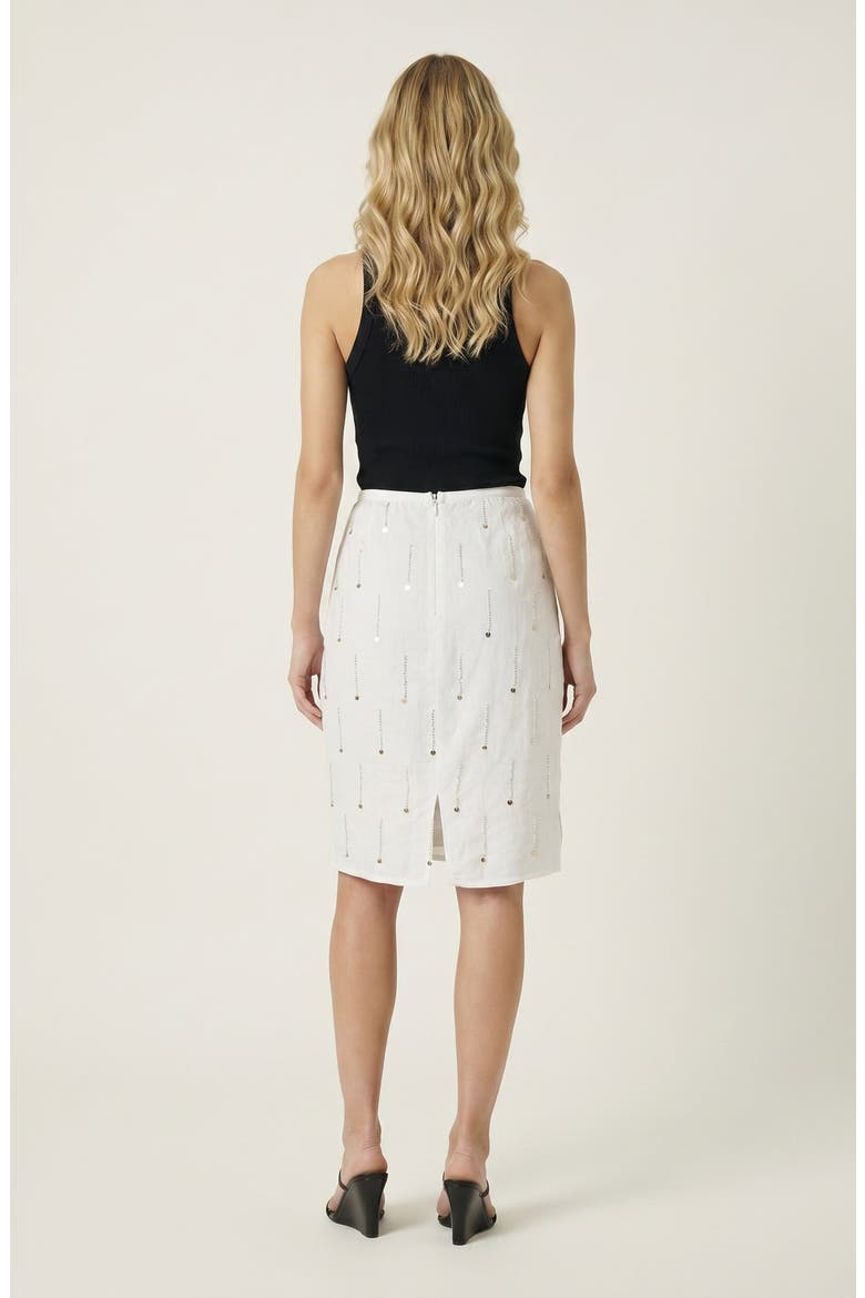 Sequined Beaded Embellished Mini Skirt, Alternate, color, White